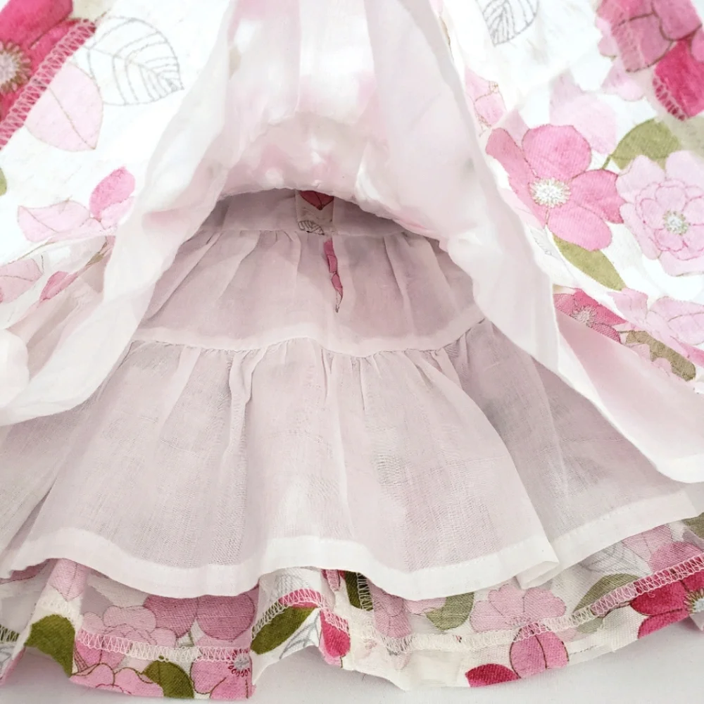 Mayoral Nwot Creme/Pink/Green Floral Puff Sleeve Dress